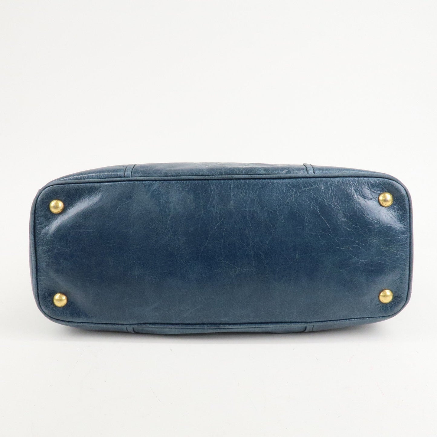 PRADA Leather 2Way Bag Hand Bag Shoulder Bag Blue BN2325