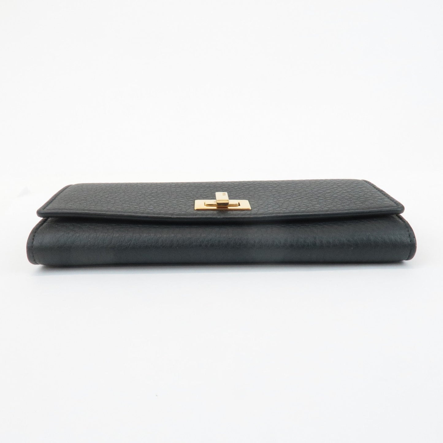 FENDI Leather Peekaboo Bi-fold Long Wallet Black 8M0427