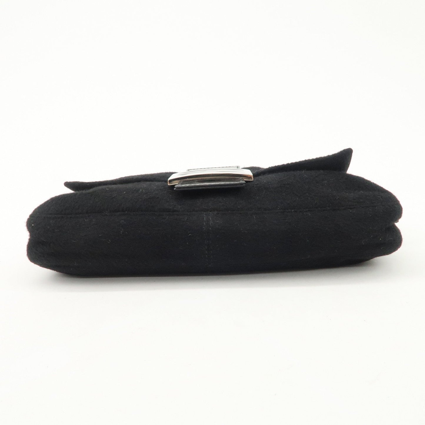 FENDI Mamma Baguette Cashmere Leather Shoulder Bag  Black 26424