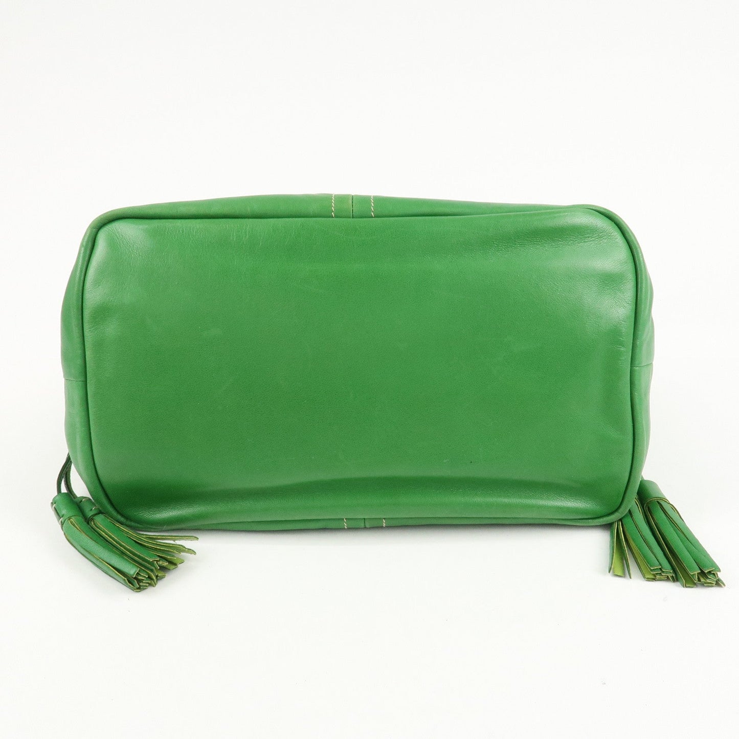 PRADA Logo Leather Tassel Shoulder Bag Hand Bag Green