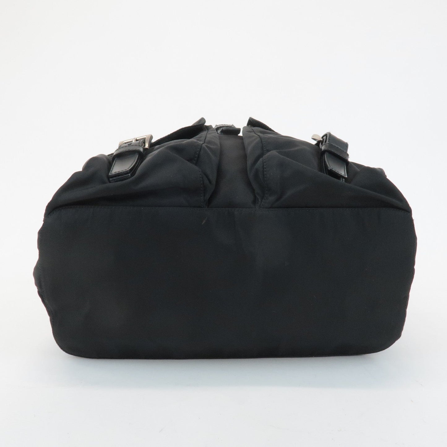 PRADA Triangle Logo Nylon Leather Back Pack Ruck Sack Black B2811