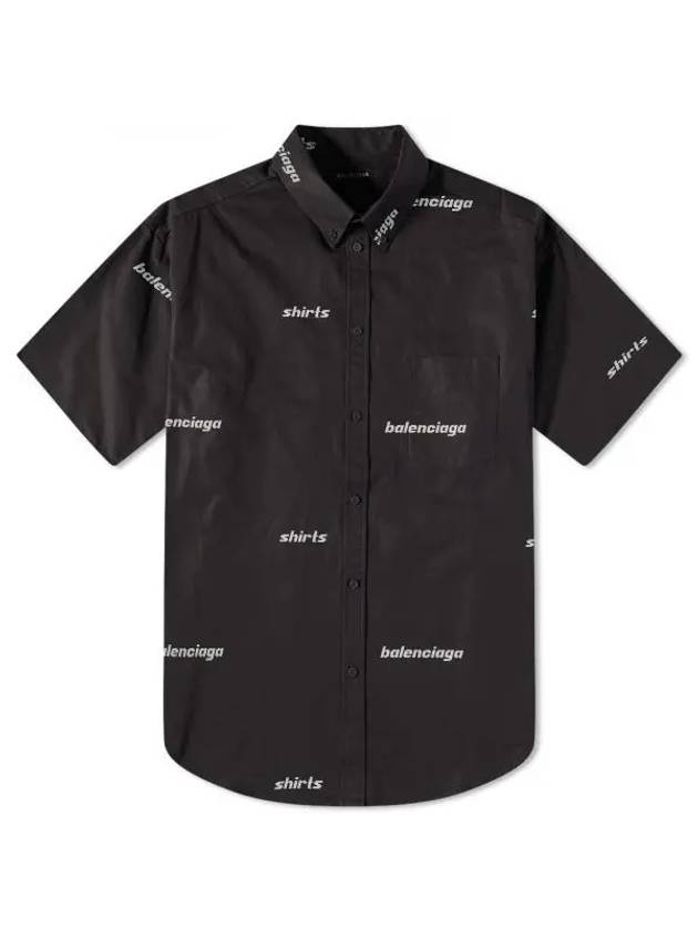 Luxury Balenciaga Trending 2026 All-Over Logo Short Sleeve Shirt Black