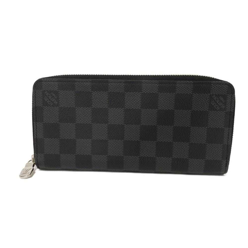 LOUIS VUITTON Long Wallet Purse N63095 Damier Graphite canvas x grained leather Noir New Zip Around RFID Current Damier Graphite Zippy Wallet Vertical mens
