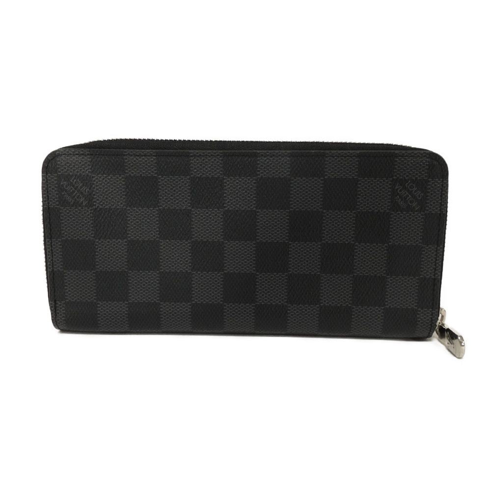 LOUIS VUITTON Long Wallet Purse N63095 Damier Graphite canvas x grained leather Noir New Zip Around RFID Current Damier Graphite Zippy Wallet Vertical mens