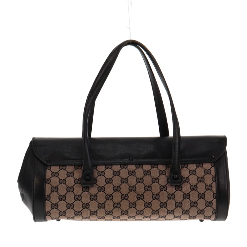 Gucci Black Leather Canvas Handbag Style 1