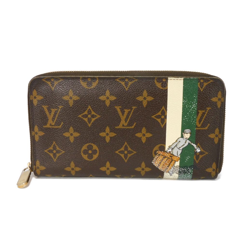 LOUIS VUITTON Long Wallet Purse M60035 Monogram canvas (bellboy print) x grain leather (embossed) Vert Bellboy Green Zip Around Monogram groom Zippy Organizer mens