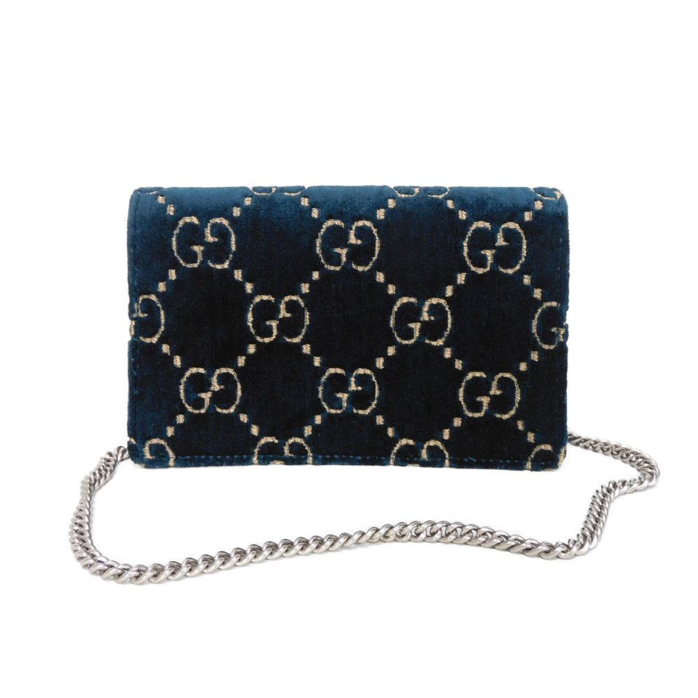 GUCCI Shoulder Bag 476432 9TIBN 4264 Velvet x Patent Leather x Calf Leather blue Tiger Head Crystal Good Condition GG velvet Dionysus Super Mini Bag Women