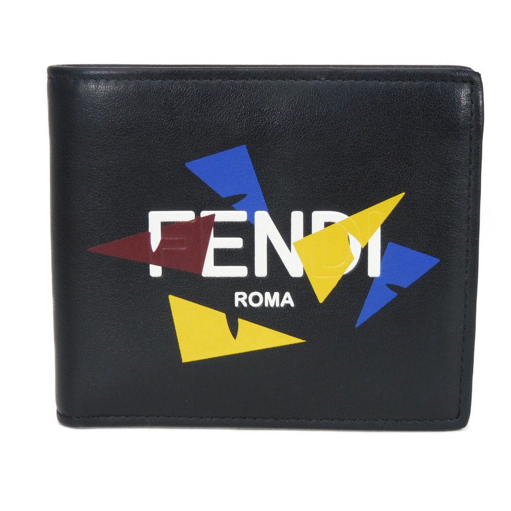 FENDI Bifold Wallet 7M0169 AC9I F0X93 leather black Eye Motif Multicolor logo Bag Bugs Bifold Wallet mens