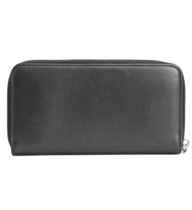 Chanel Here Mark Round Fastener Long Wallet Black Leather