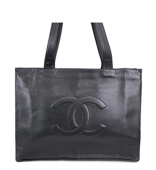 Chanel Shoulder Tote Bag Large Decacoco Mark Caviar Skin Black
