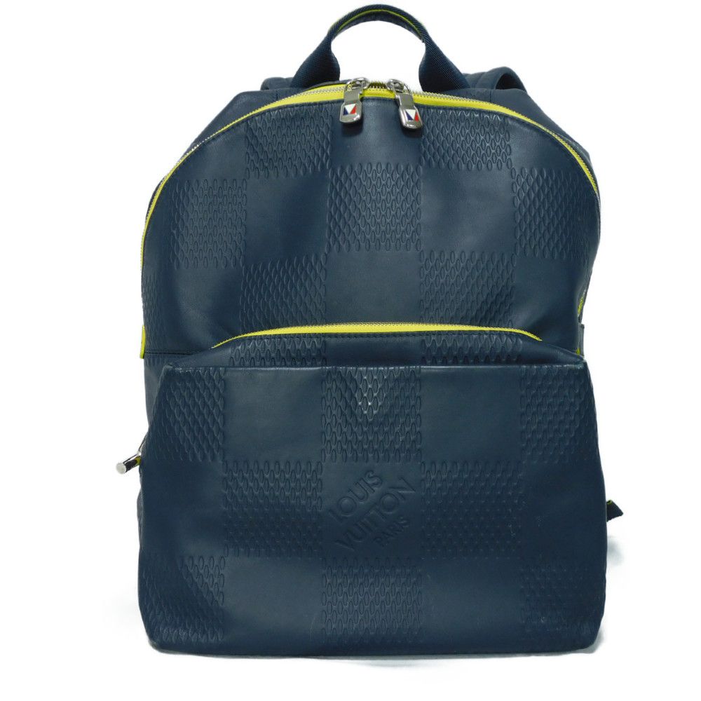 LOUIS VUITTON Backpack N44016 Anfini Leather (Damie embossed) Asphalt blue Damier Anfini Apollo