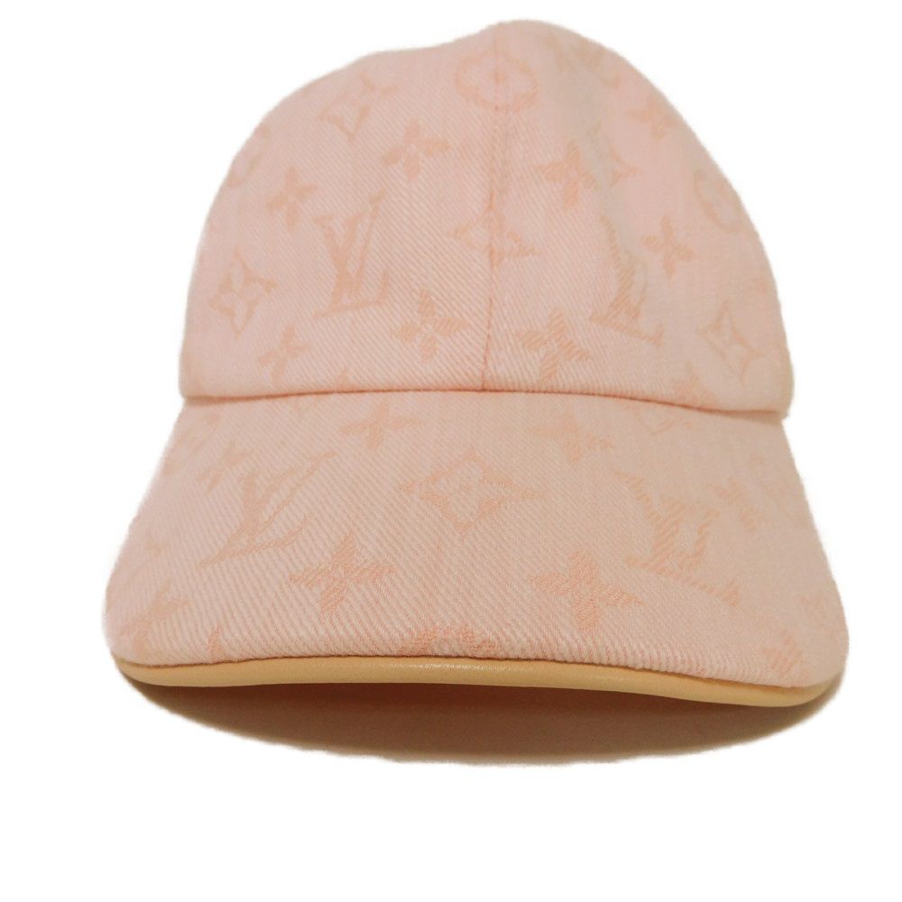 LOUIS VUITTON hat cotton pink LV logo flower in good condition Monogram jacquard denim Be My Cap Women