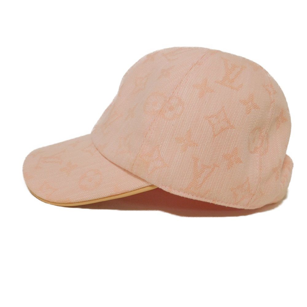 LOUIS VUITTON hat cotton pink LV logo flower in good condition Monogram jacquard denim Be My Cap Women