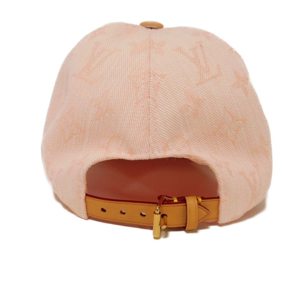 LOUIS VUITTON hat cotton pink LV logo flower in good condition Monogram jacquard denim Be My Cap Women