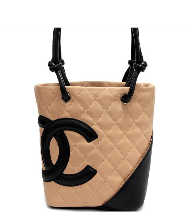 Chanel Cambon Small Tote Bag Beige × Black