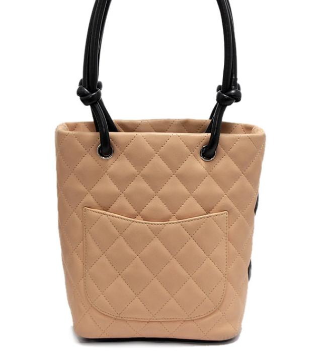 Chanel Cambon Small Tote Bag Beige × Black