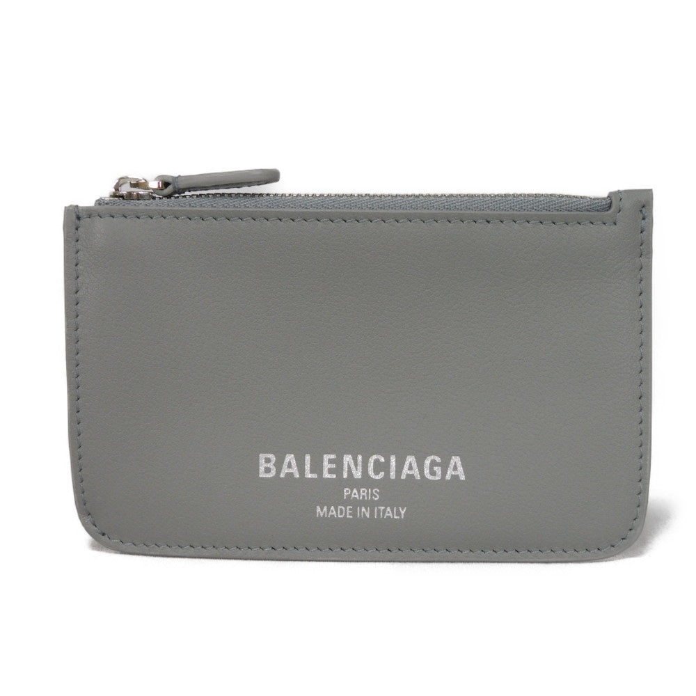 BALENCIAGA Coin case 810902 2ABGG 1181 Smooth scarf skin gray Current Unused New logo foil stamping Cash 2.0 Long Coin and Card Holder unisex(Unisex)