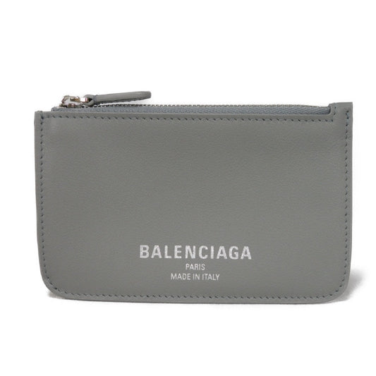 BALENCIAGA Coin case 810902 2ABGG 1181 Smooth scarf skin gray Current Unused New logo foil stamping Cash 2.0 Long Coin and Card Holder unisex(Unisex)