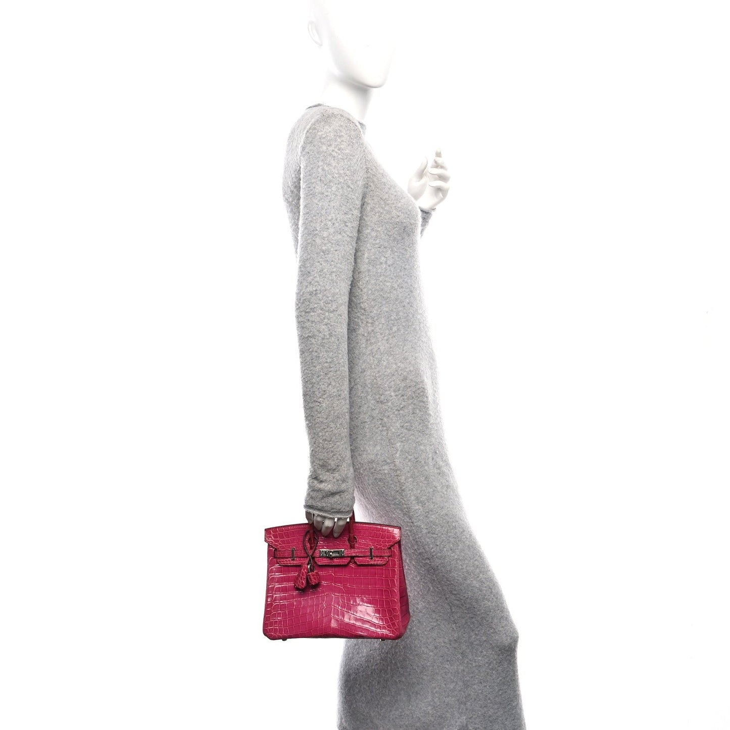 Hermes Shiny Niloticus Crocodile Birkin 25 Rose Scheherazade