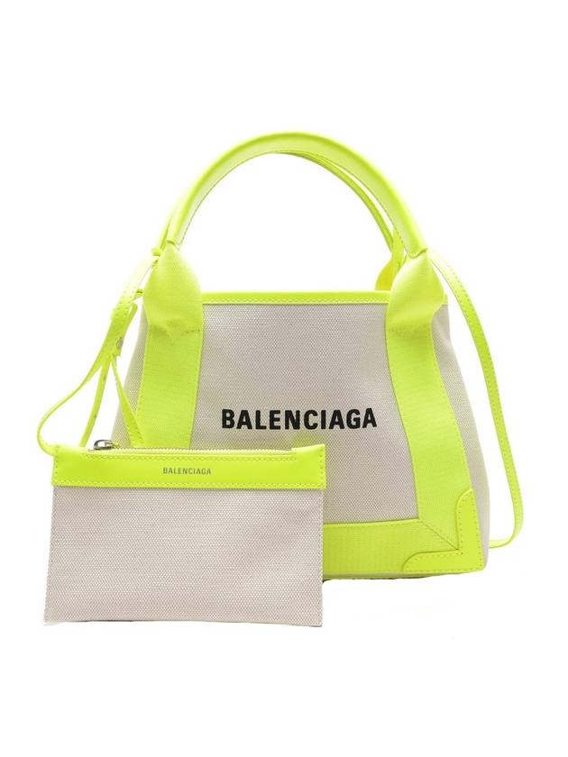 Luxury Balenciaga Trending 2026 Navy Cabas XS Tote Bag Fluo Yellow