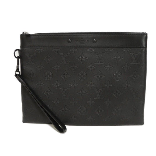 LOUIS VUITTON Clutch bag M81570 Shadow leather (monogram embossing) Noir Current LV logo black strap RFID Monogram shadow pochette to go mens