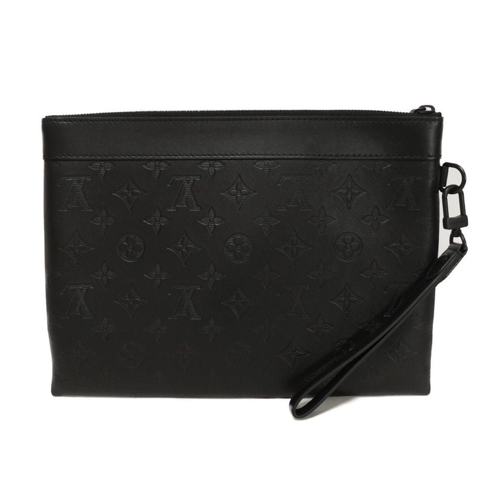 LOUIS VUITTON Clutch bag M81570 Shadow leather (monogram embossing) Noir Current LV logo black strap RFID Monogram shadow pochette to go mens