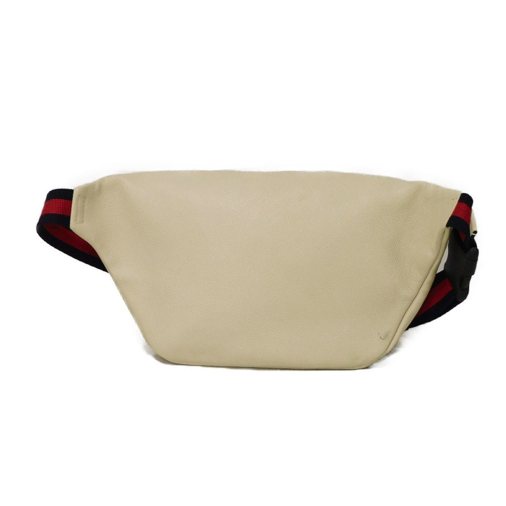 GUCCI Sling bag 530412 0GCCT 8822 Textured leather Ivory Vintage logo print medium belt bag