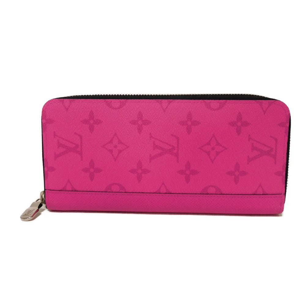 LOUIS VUITTON Long Wallet Purse M30780 Taiga leather x monogram canvas Rose Neon Pink New Zip Around Taiga Lama Monogram Zippy Wallet Vertical mens