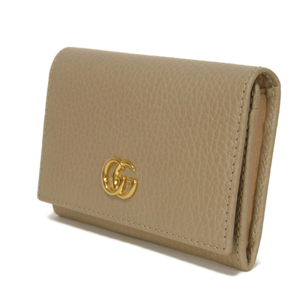 GUCCI Card Case 739525 CAO2G 1544 Calf leather (embossed) Taupe Current pink beige pass case in good condition GG Marmont Double G Bicolor Card Holder Women