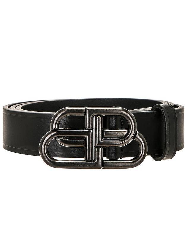 Luxury Balenciaga Trending 2026 BB Logo Thin Calfskin Belt Black