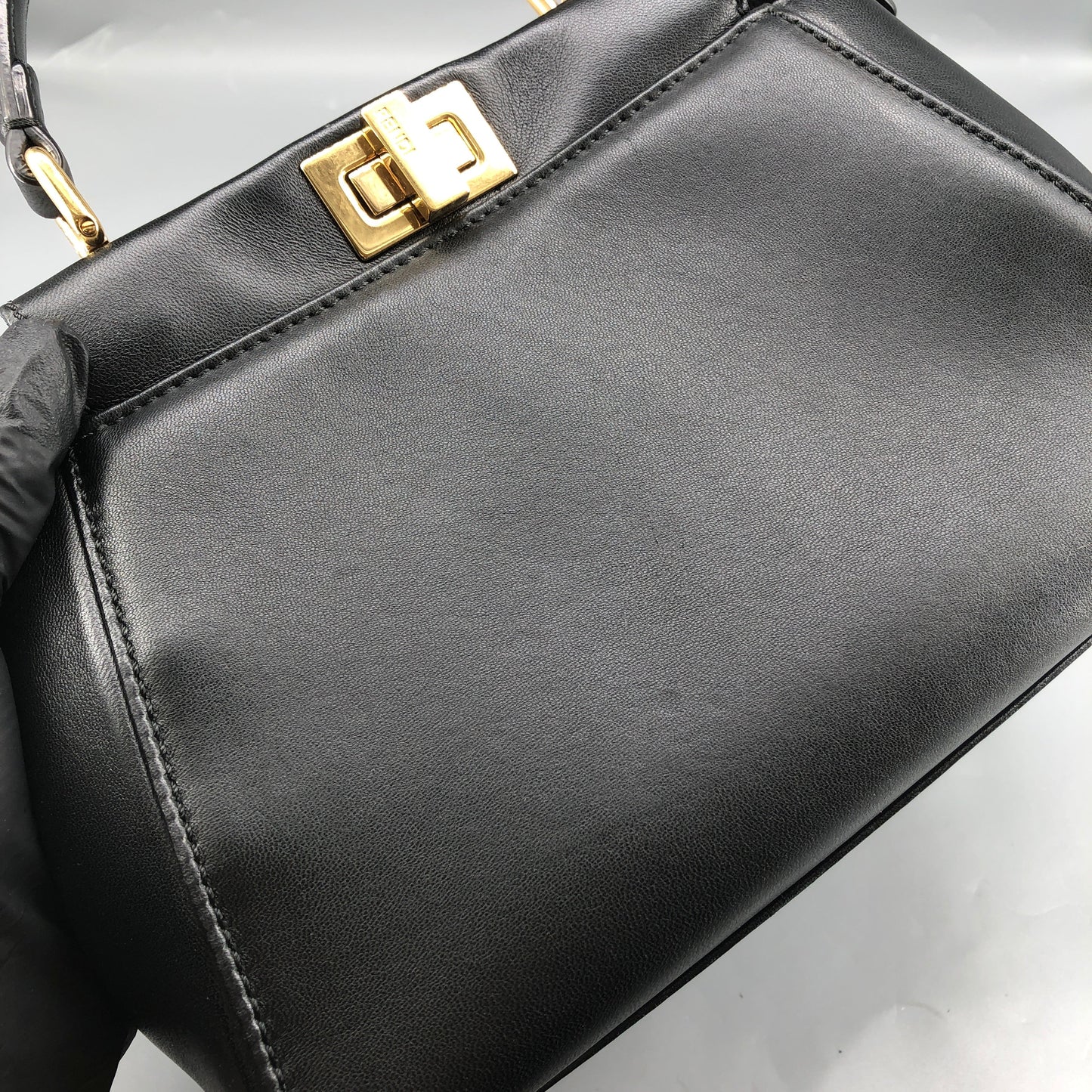 Fendi Peekaboo Mini Black Smooth Calf Leather Handbag