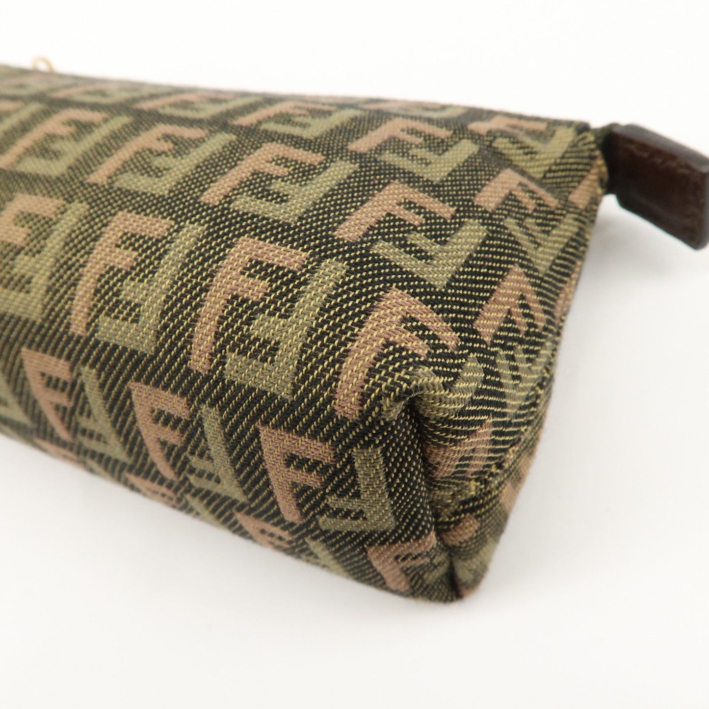 FENDI Zucca Canvas Leather Pouch Mini Bag Khaki Brown 7N0037