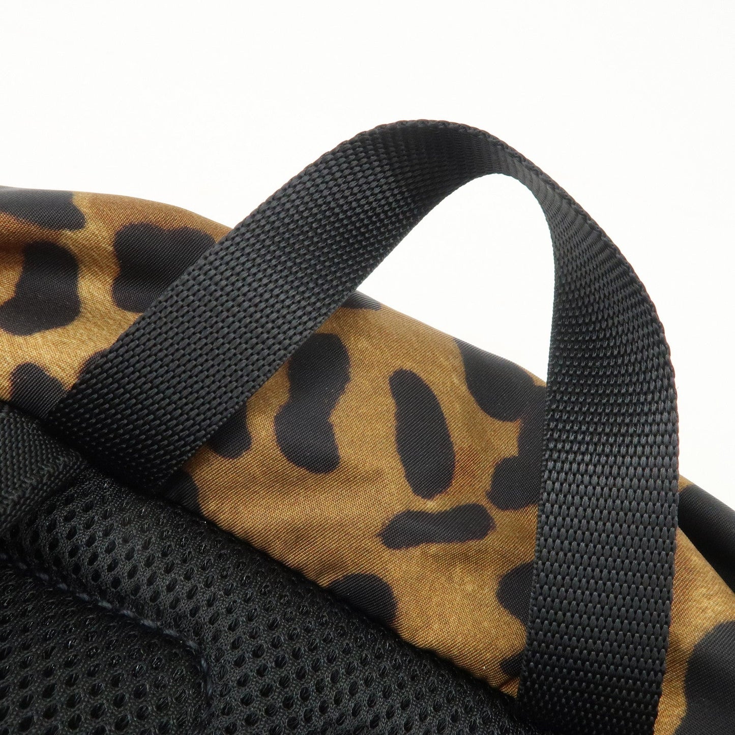 PRADA Nylon Leopard Print Back Pack Brown Black 2VZ062