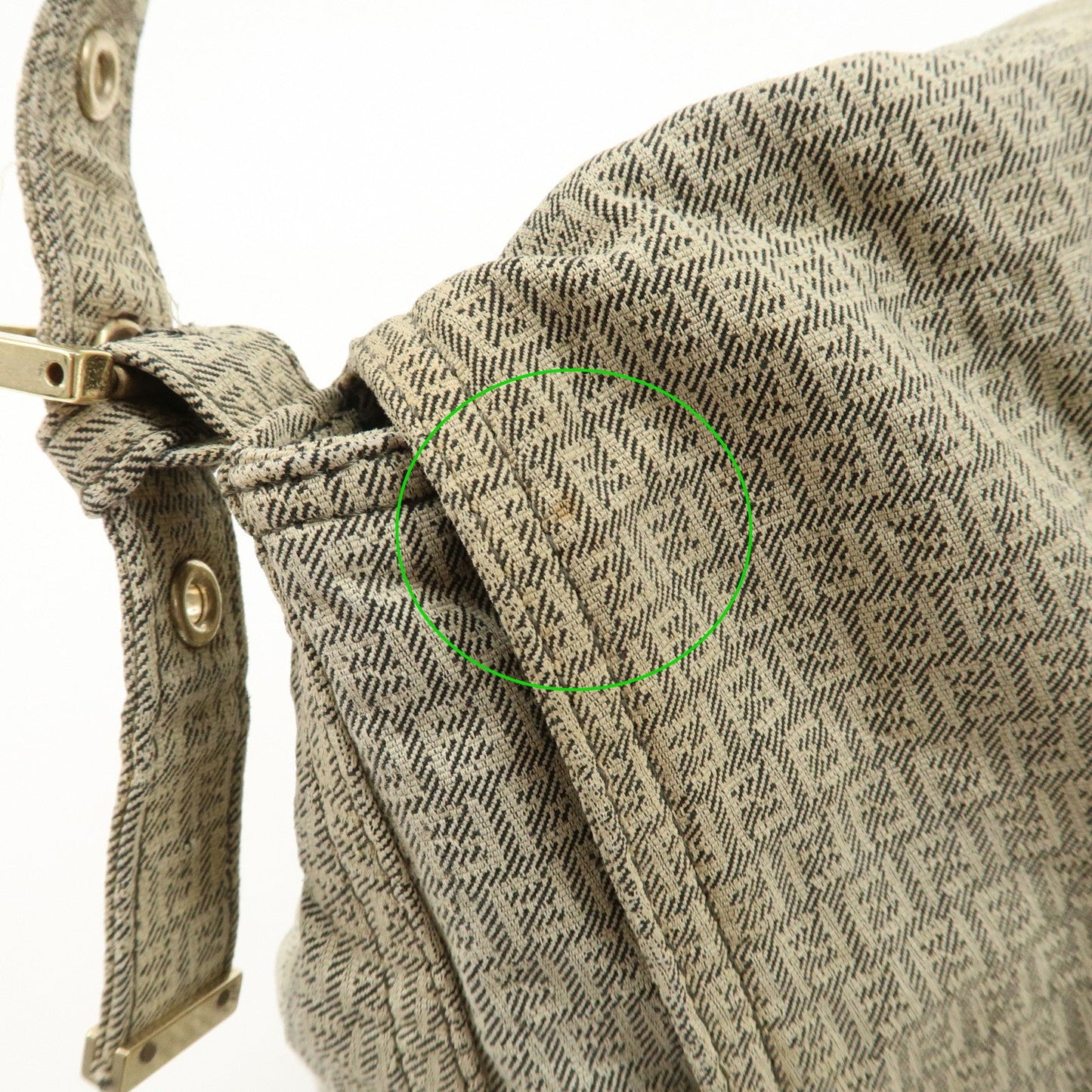 FENDI Mamma Baguette Micro FF Canvas Shoulder Bag Gray 8BR001