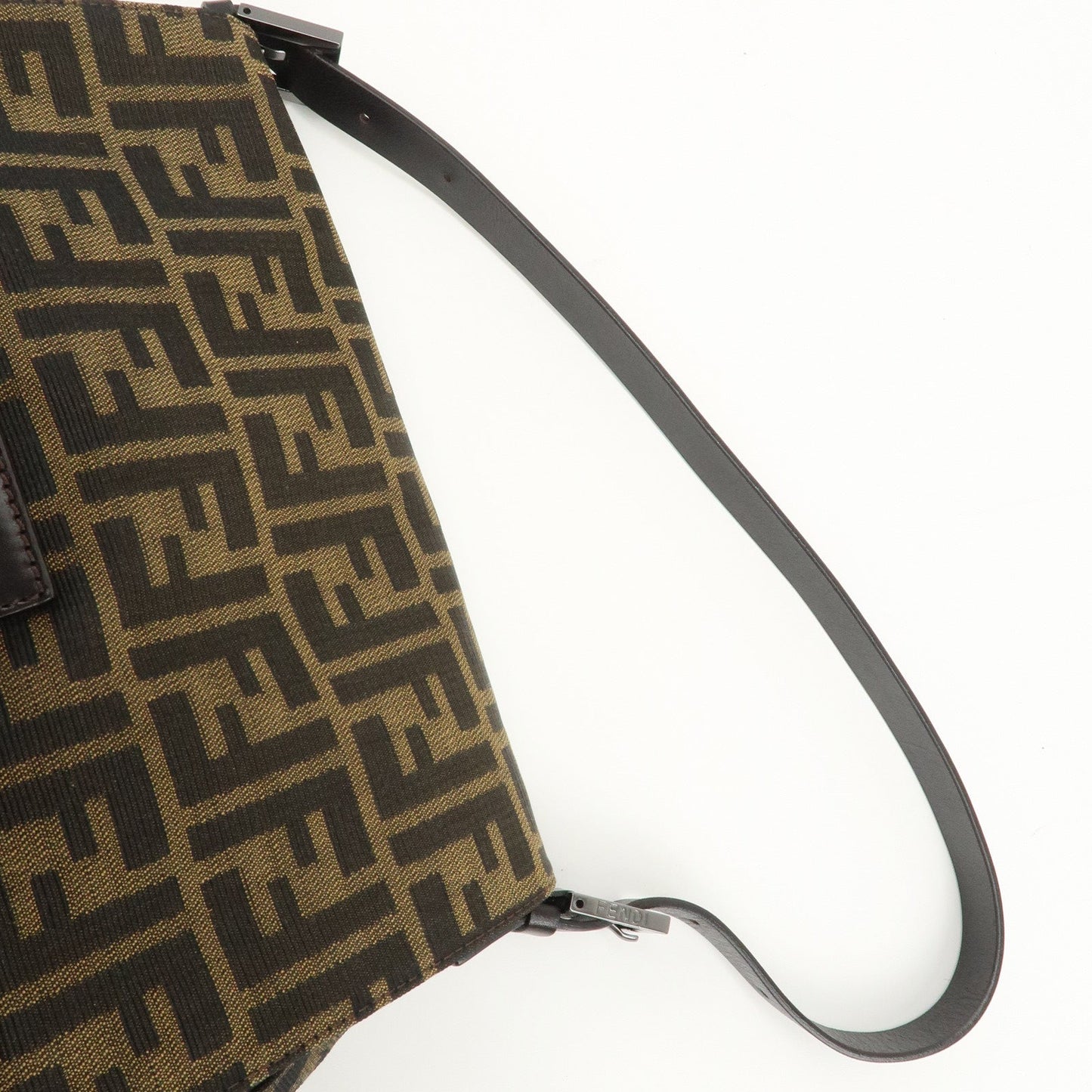 FENDI Mamma Baguette Zucca Canvas Leather Shoulder Bag 8BR001