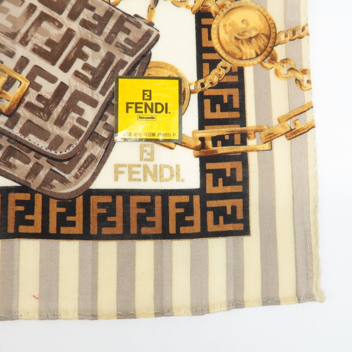 FENDI Set of 5 Cotton 100% Handkerchief Red Pink Brown Beige White