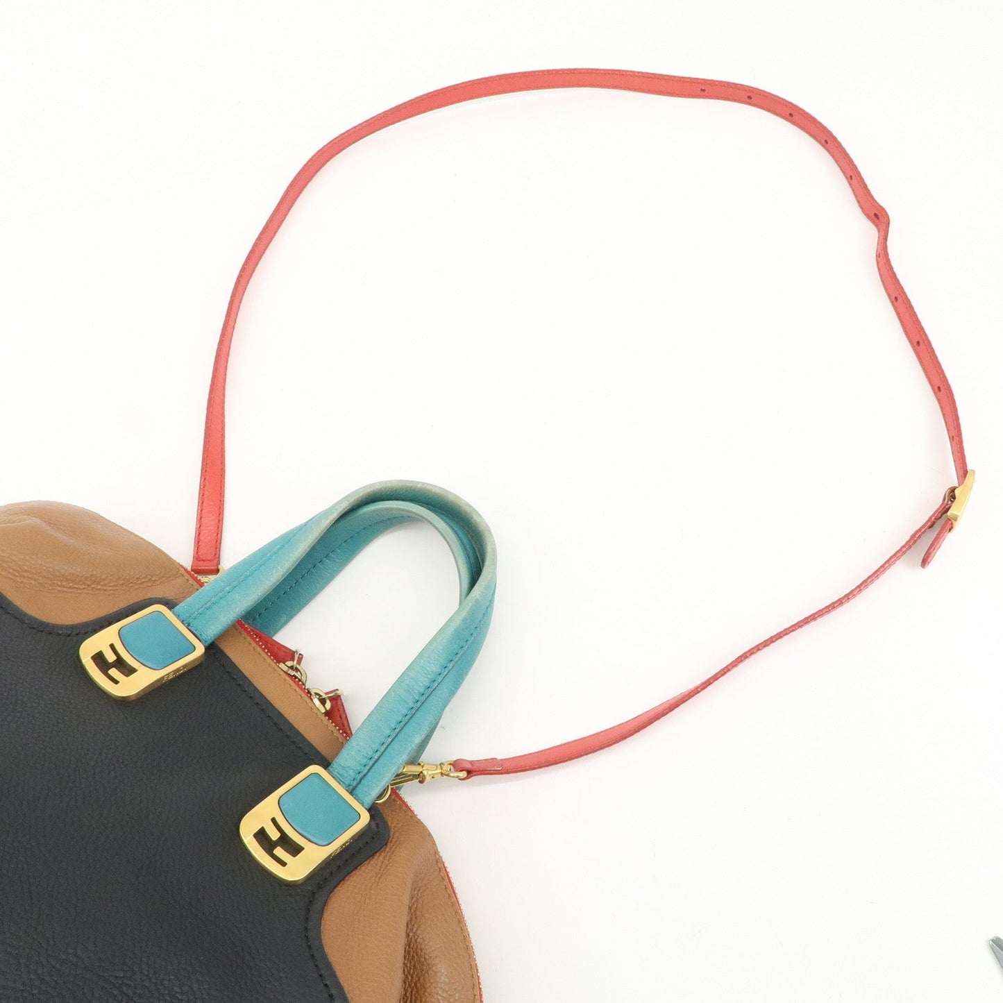 FENDI Cameleon Leather 2WAY Bag Black Brown Blue Red 8BL110