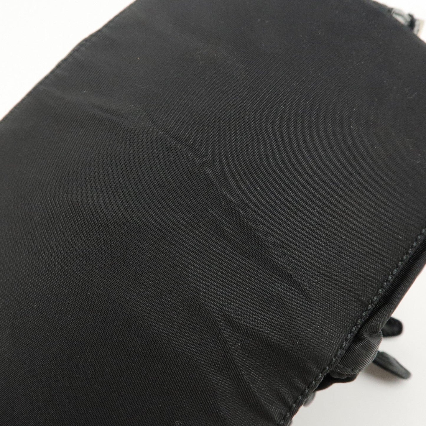 PRADA Triangle Logo Nylon Leather Back Pack Black B5885