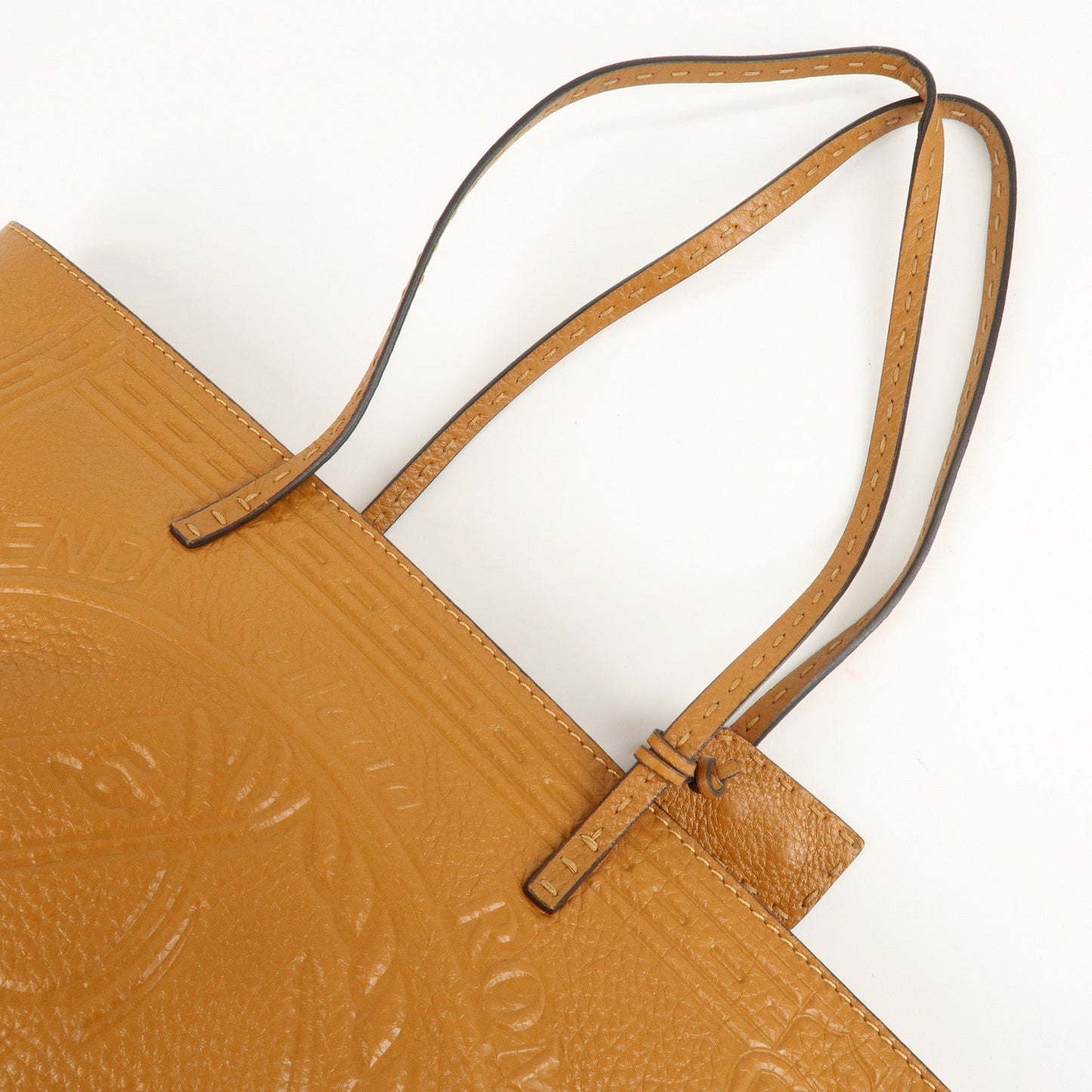 FENDI Selleria Leather Tote Bag Shoulder Bag Brown 8BH185