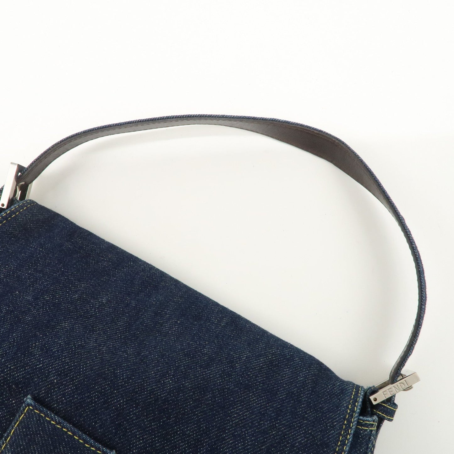 FENDI Denim Leather Mamma Baguette Shoulder Bag 26325