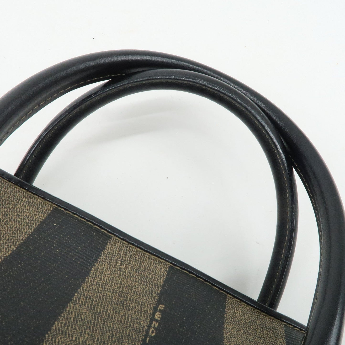 FENDI Pequin PVC Leather 2Way Bag Hand Bag Brown Black