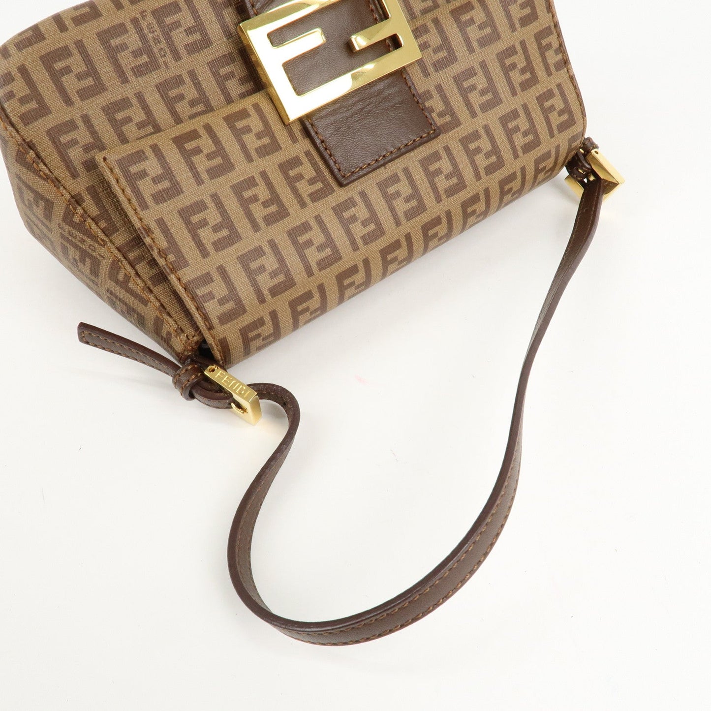 FENDI Zucchino Mini Mamma Baguette PVC Leather Hand Bag 8BR180