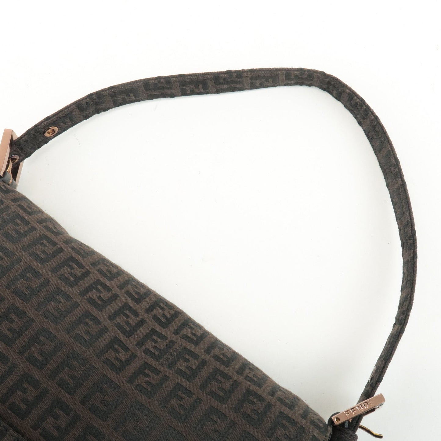 FENDI Zucchino Mamma Baguette Canvas Leather Shoulder Bag 8BR001