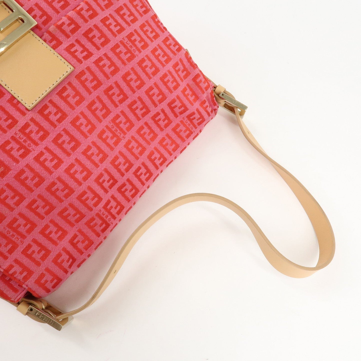 FENDI Mamma Baguette Zucchino Canvas Leather  Shoulder Bag 8BR001