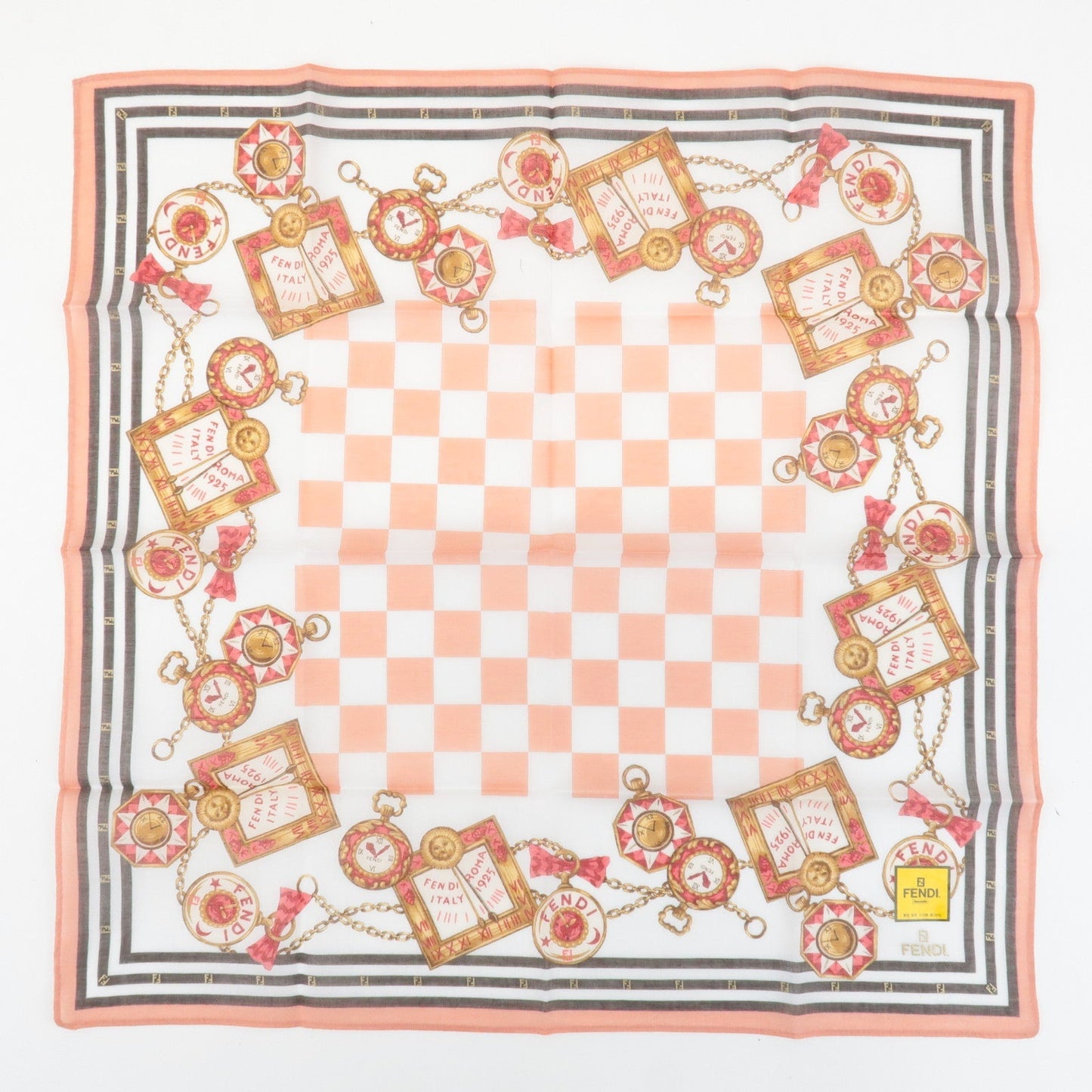 FENDI Set of 5 Cotton 100% Handkerchief Pink Navy Red White