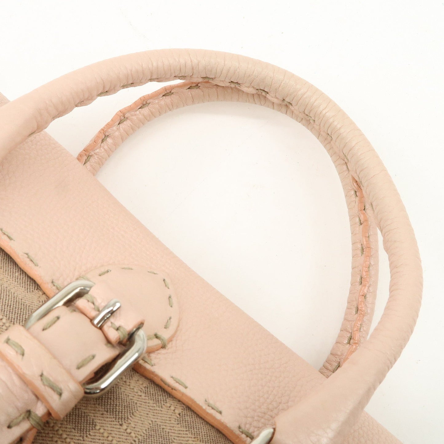 FENDI Zucca Selleria Leather Mini Linda Hand Bag Pink 8BR486