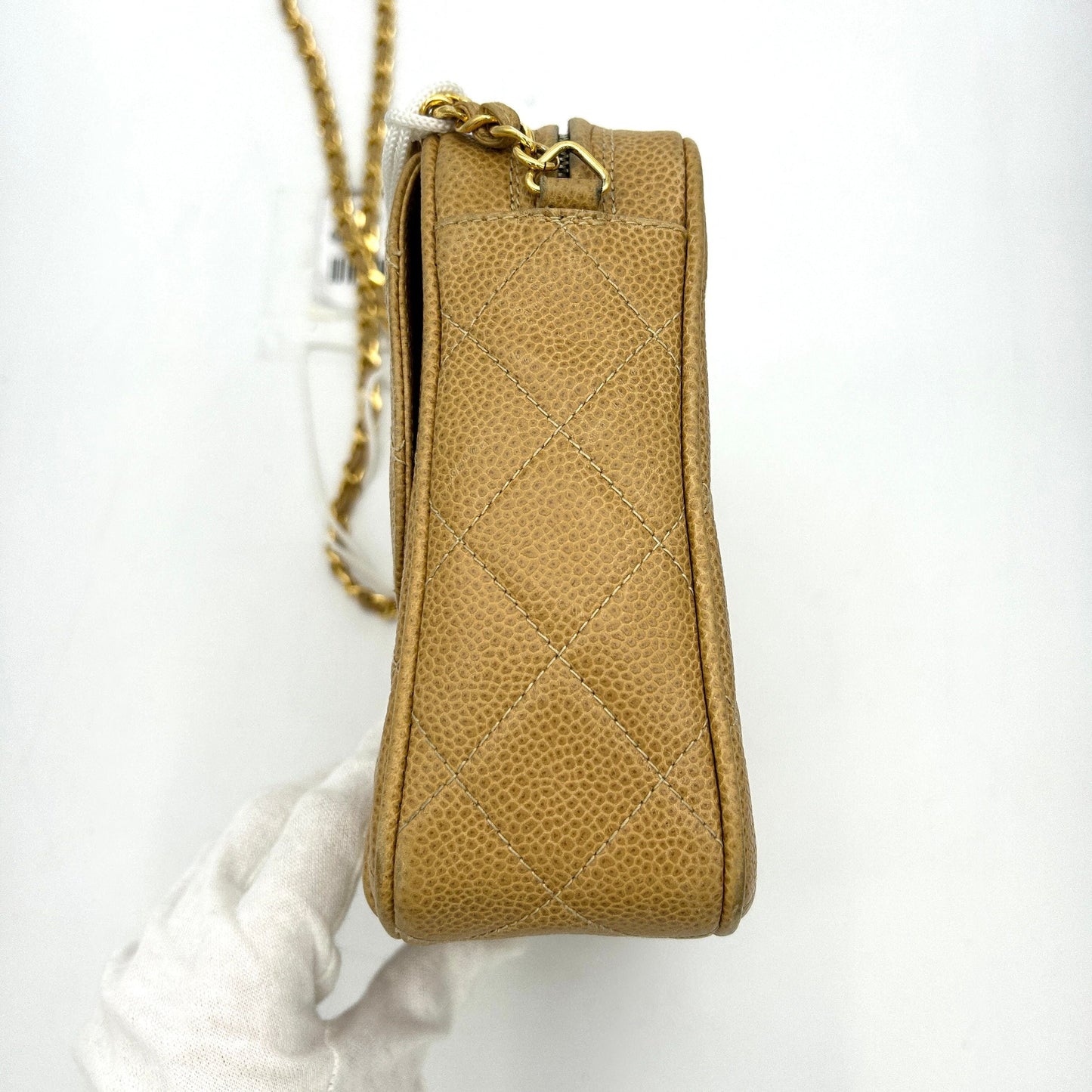 Chanel Cabian Skin Chevron Fringe Chain Shoulder Bag Leather LA29807