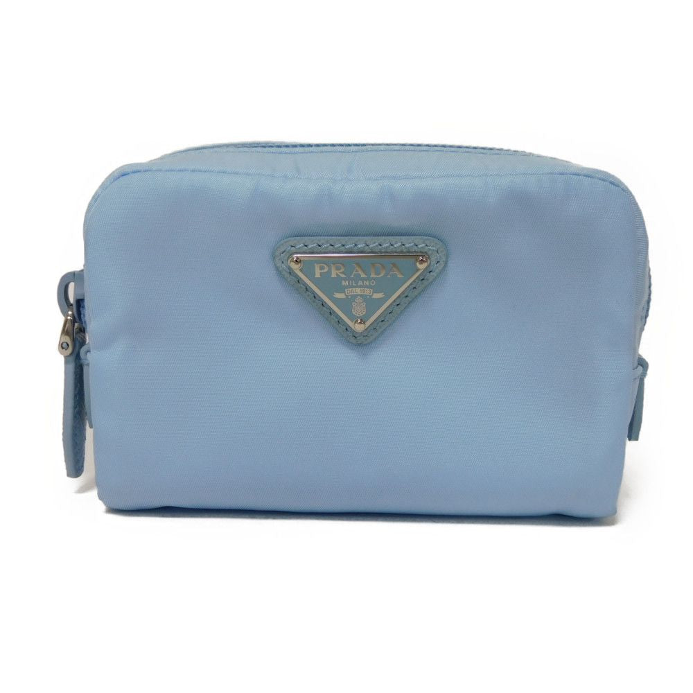 PRADA Clutch bag 1ND339 R067 F0076 recycled polyamide Light blue Current nylon pastel RFID in good condition Triangle logo Micro Re-Nylon Pouch unisex(Unisex)
