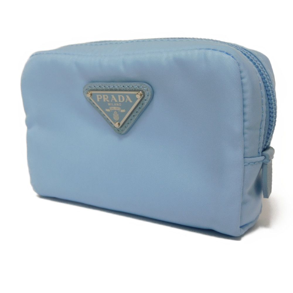 PRADA Clutch bag 1ND339 R067 F0076 recycled polyamide Light blue Current nylon pastel RFID in good condition Triangle logo Micro Re-Nylon Pouch unisex(Unisex)