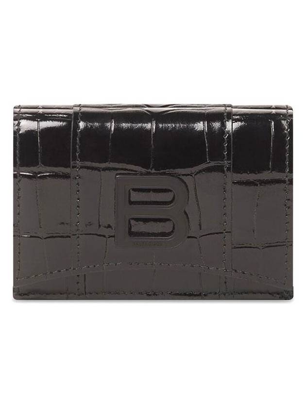 Luxury Balenciaga Trending 2026 Hourglass B Logo Half Wallet Black
